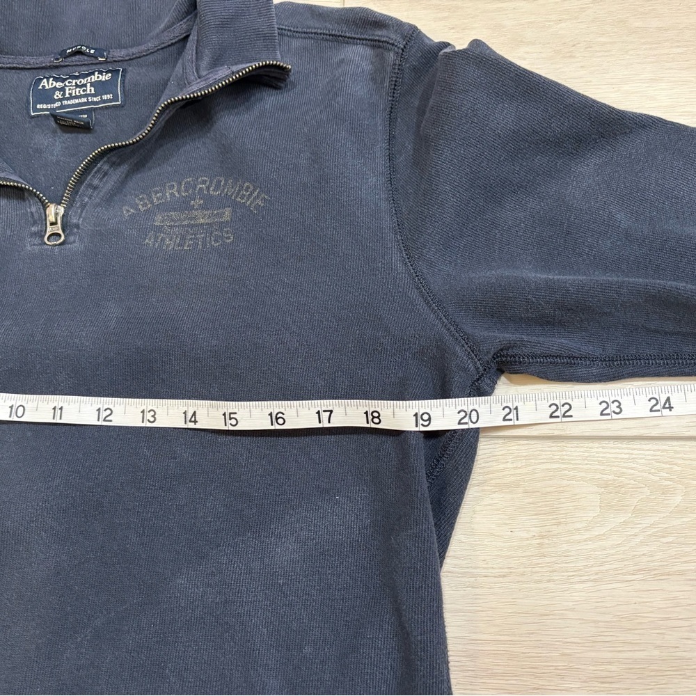 Vintage Abercrombie & Fitch Mens Navy 1/4 Zip Pullover Sweatshirt Y2K - Picture 6 of 8